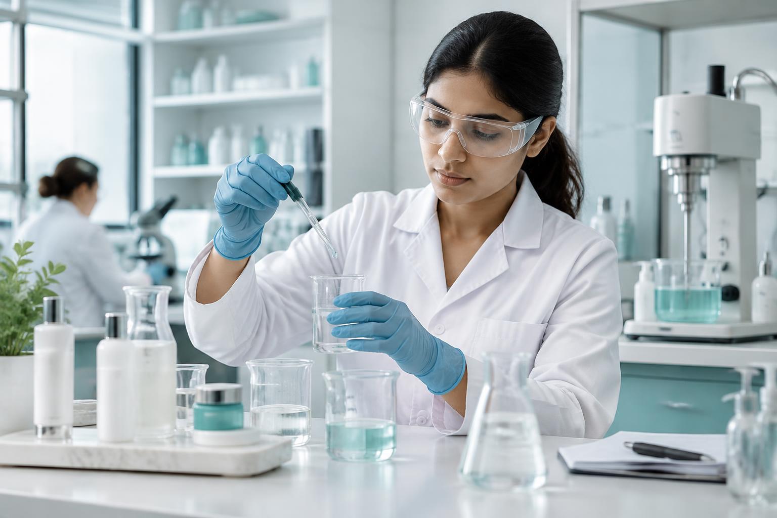 Illustrative consumer care product formulation in a laboratory